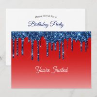 Anniversaire Americana Rouge Bleu Paillettes Coulé