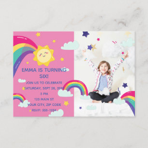 Invitation Anniversaire Amusant sous le Soleil Arc-en-ciel