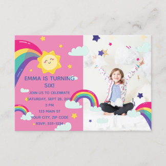 Invitation Anniversaire Amusant sous le Soleil Arc-en-ciel