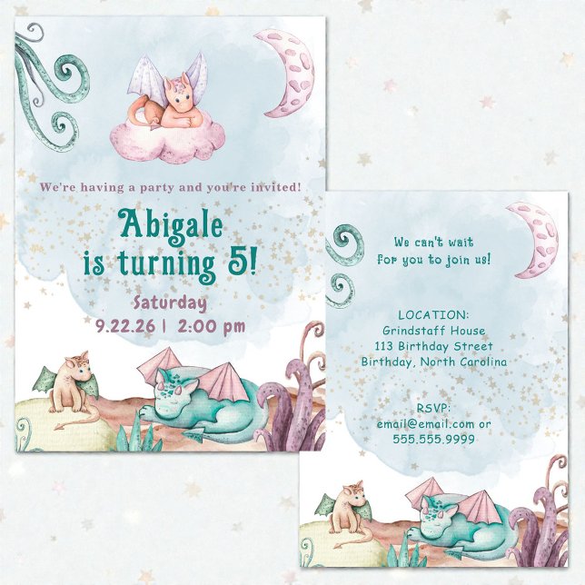 Invitation Anniversaire Animal Dragon Fantaisiste (Créateur téléchargé)