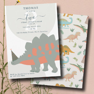 Invitation Anniversaire Animaux Boho Dinosaures Fête Préhisto