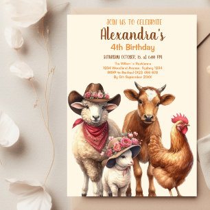 Invitation Anniversaire Animaux de ferme Barnyard Party