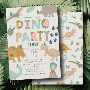Invitation Anniversaire Animaux Fête Boho Dinosaures