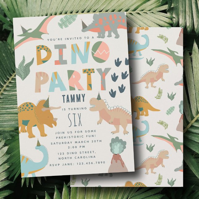 Invitation Anniversaire Animaux Fête Boho Dinosaures (Dinosaurs Boho Dino Party Animals Birthday Invitation)