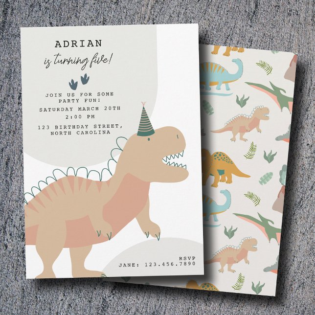 Invitation Anniversaire Animaux Fête Préhistorique Bohème Din (Dinosaurs Boho Prehistoric Party Animals Birthday Invitation)