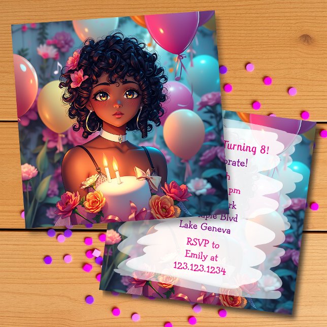 Invitation Anniversaire Anime Fille Personnalisée (Créateur téléchargé)