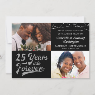 Invitation Anniversaire # ANNÉES DANS L'ÉTERNITÉ Photo Argent
