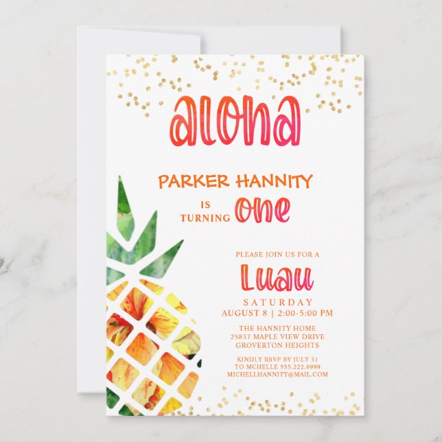 Invitation Anniversaire Anniversaire Aloha Luau (Devant)