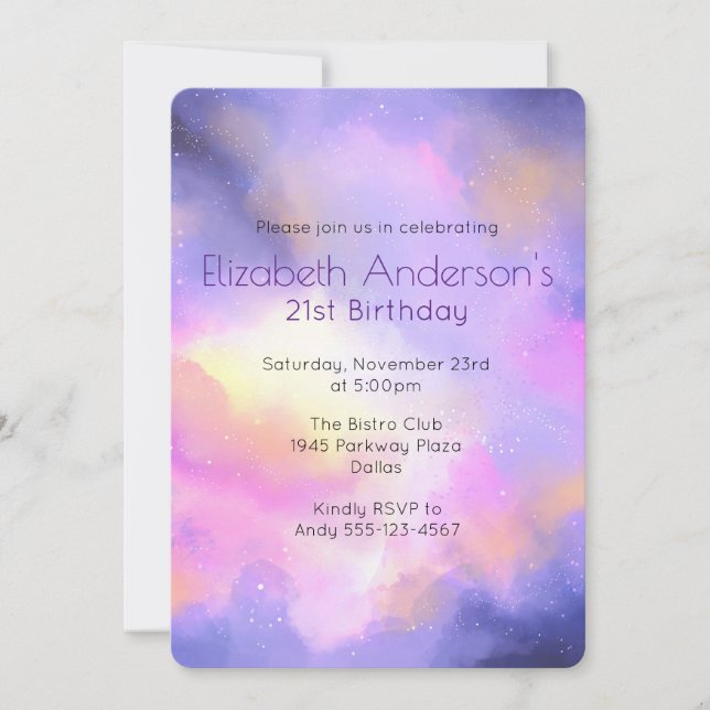 Invitation anniversaire aquarelle abstraite cool (Devant)
