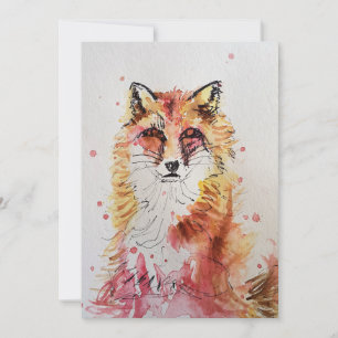 Invitation anniversaire aquarelle renard rouge mig