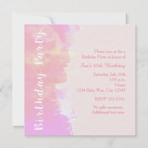 Invitation anniversaire aquarelle rose tropicale