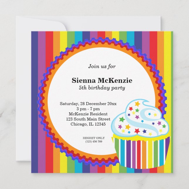 Invitation Anniversaire arc-en-ciel (Devant)