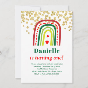 Invitation Anniversaire Arc-en-Ciel de Noël