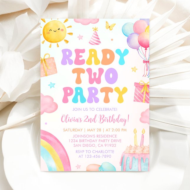 Invitation anniversaire arc-en-ciel Ready Two Part (Créateur téléchargé)