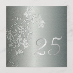 Invitation Anniversaire Argent 25 ans Damas Flair