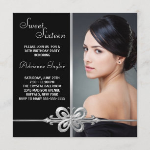 Invitation Anniversaire argenté de sweet sixteen de photo de