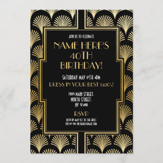 Invitation Anniversaire Art déco des années 1920 Gatsby Party