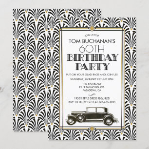 Invitation Anniversaire Art Déco Gatsby TOUT ÂGE