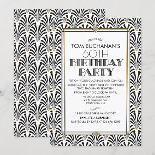 Invitation Anniversaire Art Déco Gatsby TOUT ÂGE