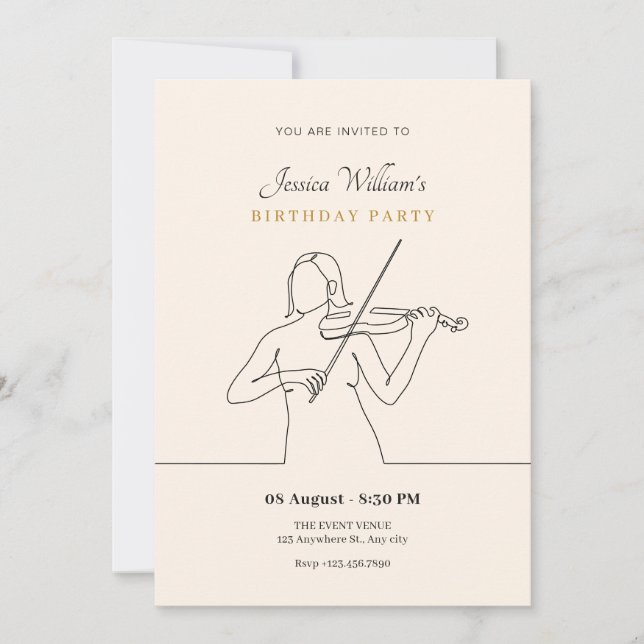 Invitation Anniversaire artistique violoniste (Devant)