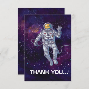 Invitation Anniversaire. Astronaut dans l'espace avec étoiles