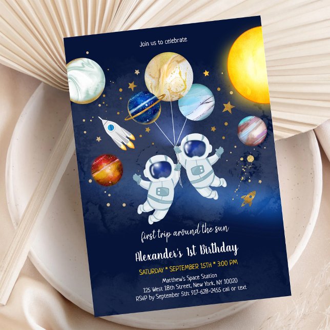 Invitation Anniversaire Astronaute Espace Extérieur Planète G (Créateur téléchargé)