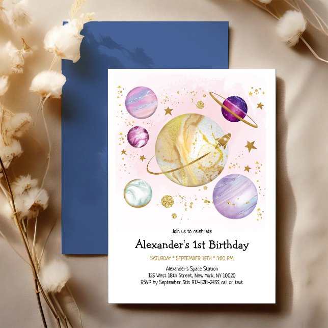 Invitation Anniversaire Astronaute Planète Galaxie Espace (Créateur téléchargé)