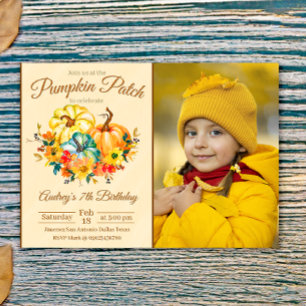 Invitation Anniversaire au jardin de citrouilles avec photo