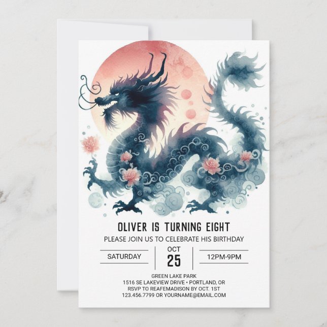 Invitation Anniversaire audacieux Dragon Célébration d'annive (Devant)