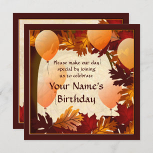 Invitation Anniversaire Automne Colonnes Arbre Feuilles Perso