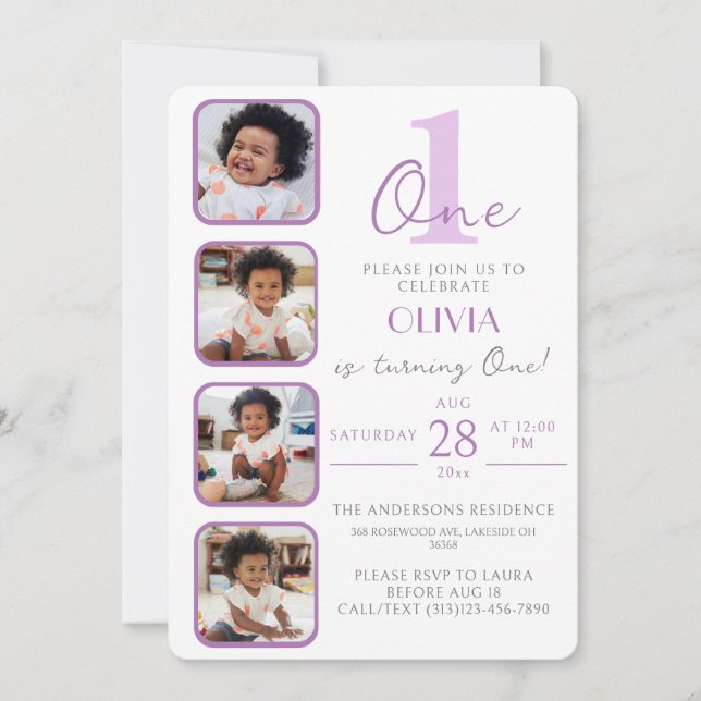 Invitation Anniversaire Avec Collage Photo (Devant)