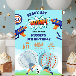 Invitation Anniversaire avec pistolet à fléchettes et footbal