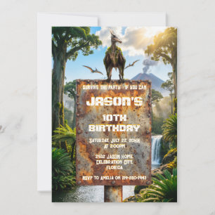 Invitation Anniversaire Aventure Préhistorique Jungle Ptéroda