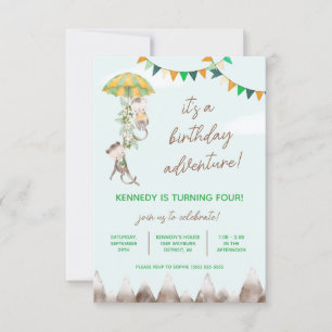 Invitation Anniversaire Aventure, Singes, Montagnes Anniversa