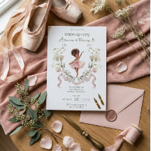 Anniversaire Ballerine Aquarelle & Ruban Rose Fant