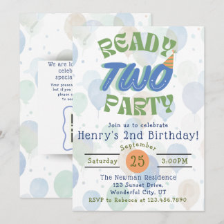 Invitation anniversaire ballon fête Ready Two