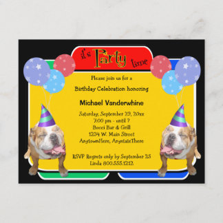 Invitation Anniversaire Barker de bouledogue