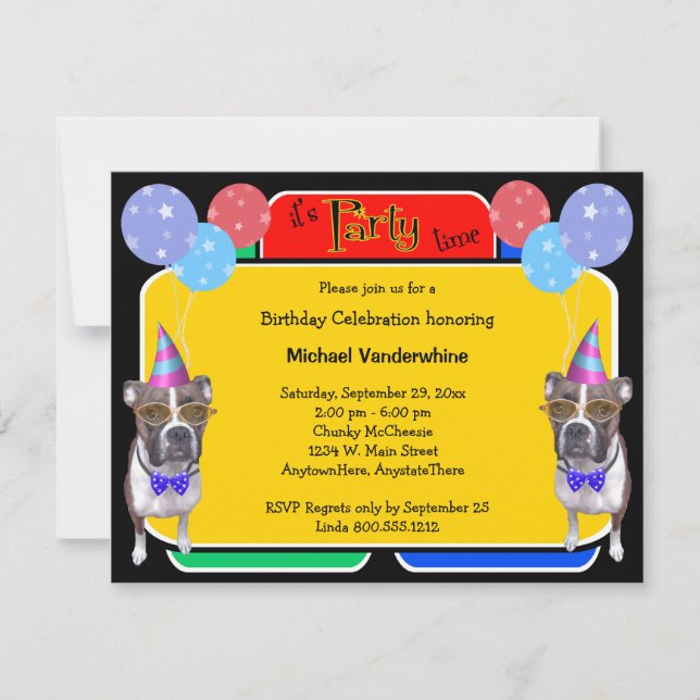 Invitation Anniversaire Barker de boxeur (Devant)