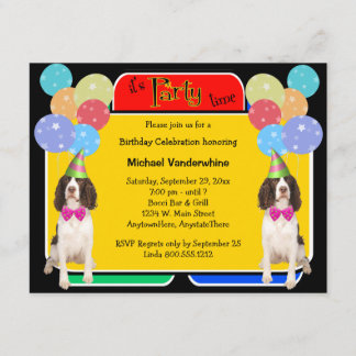 Invitation Anniversaire Barker d'épagneul de springer anglais