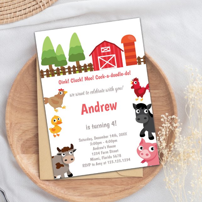 Invitation Anniversaire Barnyard personnalisable (Barnyard birthday invitations)