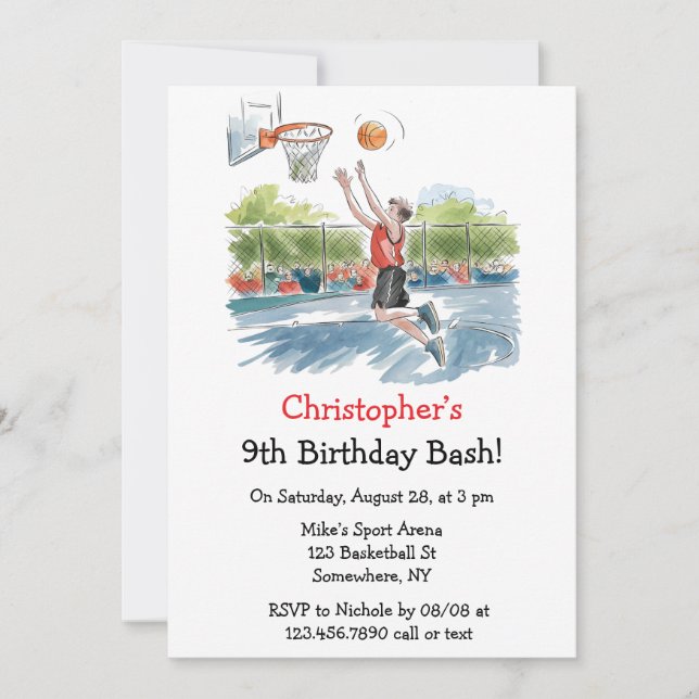 Invitation Anniversaire Bash : Hoops and Hype (Devant)