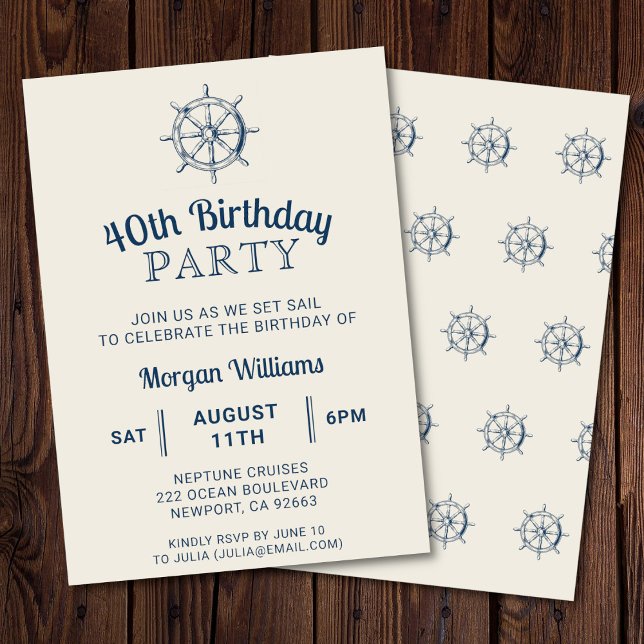 Invitation Anniversaire Bateau fête n'importe quel âge Bateau (Nautical birthday party invitation)