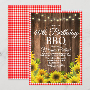 Invitation anniversaire BBQ tournesol TOUT ÂGE
