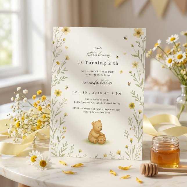 Invitation Anniversaire Bébé Fleur d'Ours Chéri (Créateur téléchargé)