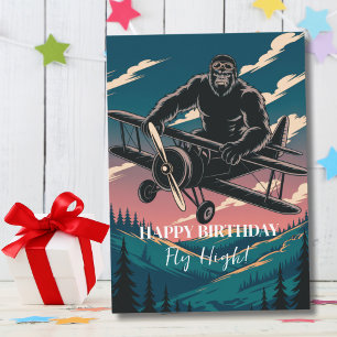 Invitation Anniversaire Bigfoot Vintage Avion Nuages drôle