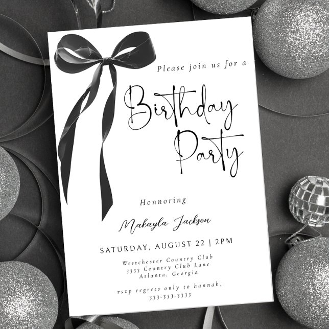 Invitation anniversaire Black Bow Coquette Party (Créateur téléchargé)