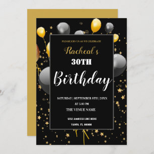 Invitation Anniversaire Black & Gold personnalisé