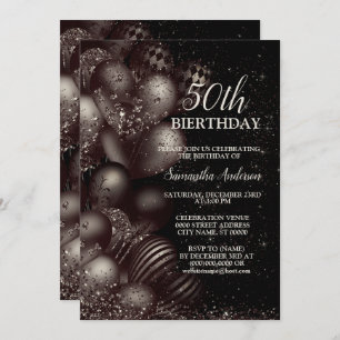 Invitation Anniversaire Black Parties scintillant Ballons Fêt