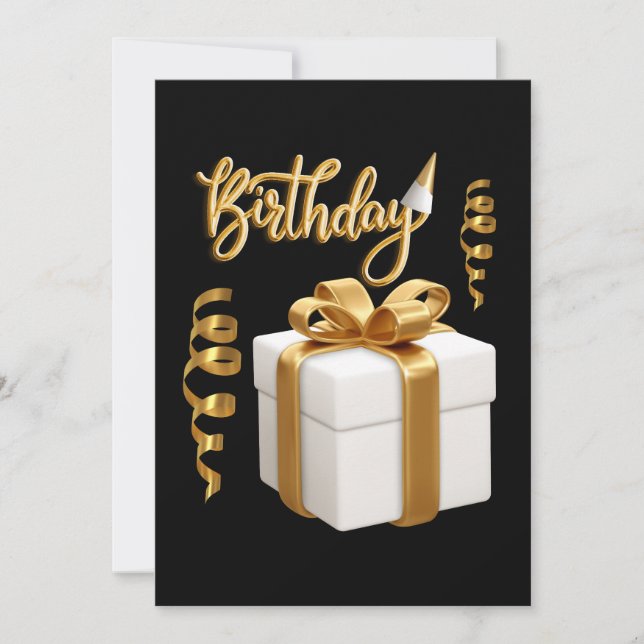 Invitation Anniversaire Blanc Or (Devant)