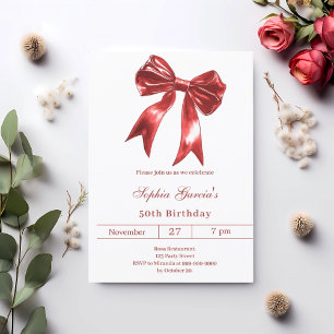 Invitation Anniversaire blanc rouge cendré